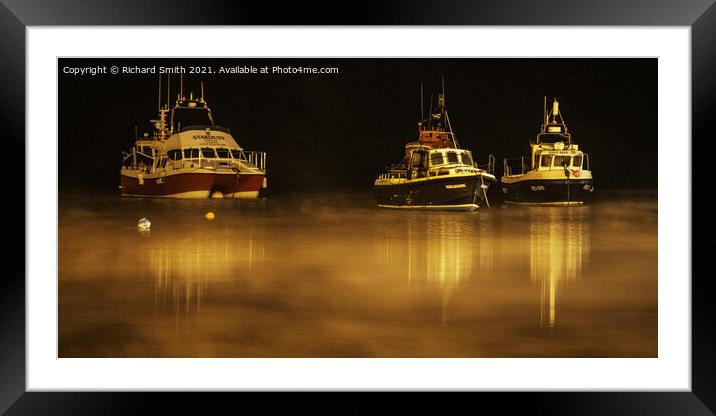 Three tour boats on moorings. Framed Mounted Print by Richard Smith
