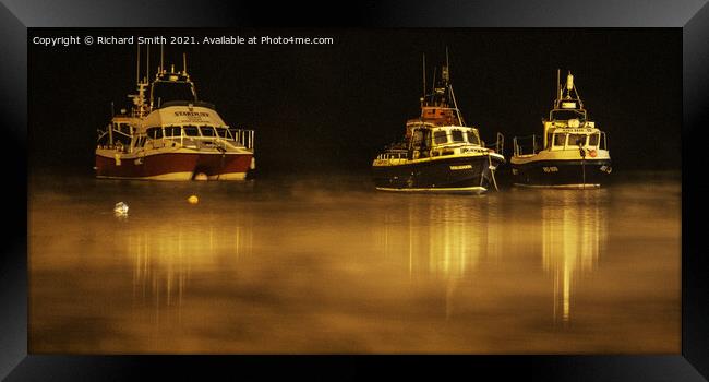 Three tour boats on moorings. Framed Print by Richard Smith