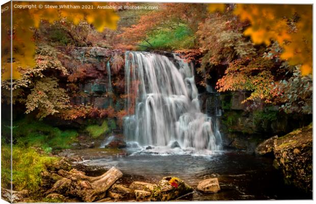 Catrake Force in the Yorkshire Dales. Canvas Print by Steve Whitham