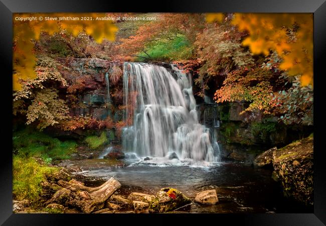 Catrake Force in the Yorkshire Dales. Framed Print by Steve Whitham