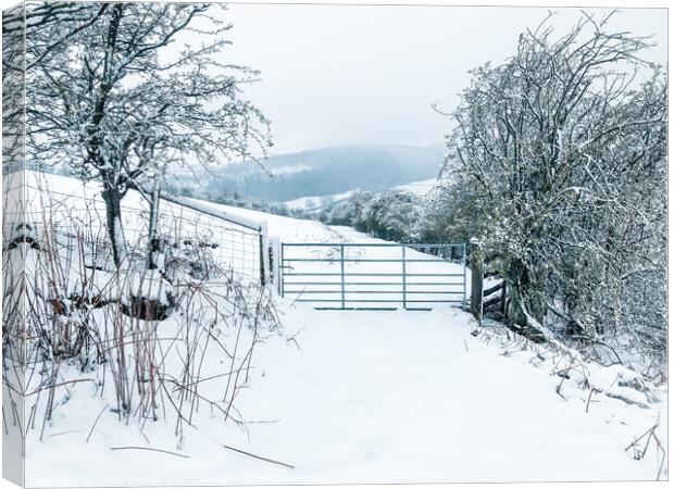 Beautiful snow scene of South Shropshire Canvas Print by Simon Marlow