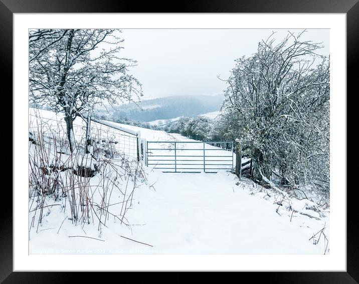 Beautiful snow scene of South Shropshire Framed Mounted Print by Simon Marlow