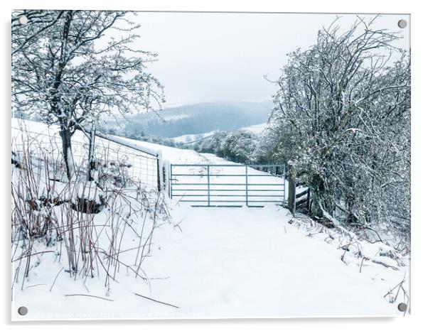 Beautiful snow scene of South Shropshire Acrylic by Simon Marlow