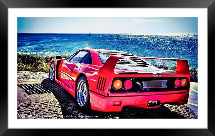 Ferrari enjoying the sea Framed Mounted Print by Tim Lu