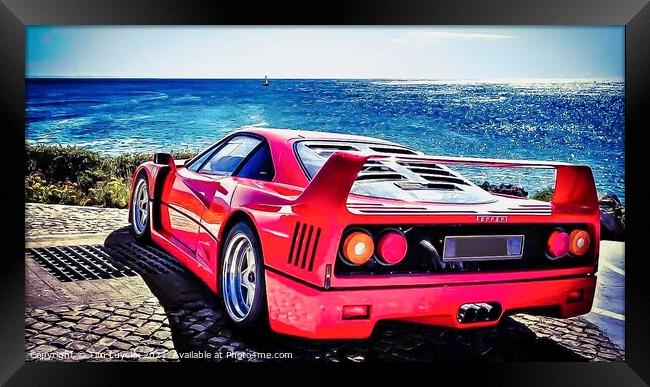 Ferrari enjoying the sea Framed Print by Tim Lu
