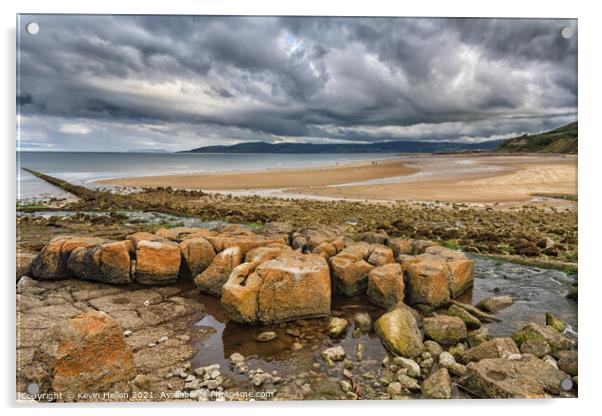 Stormy skies over Benllech Beach Acrylic by Kevin Hellon