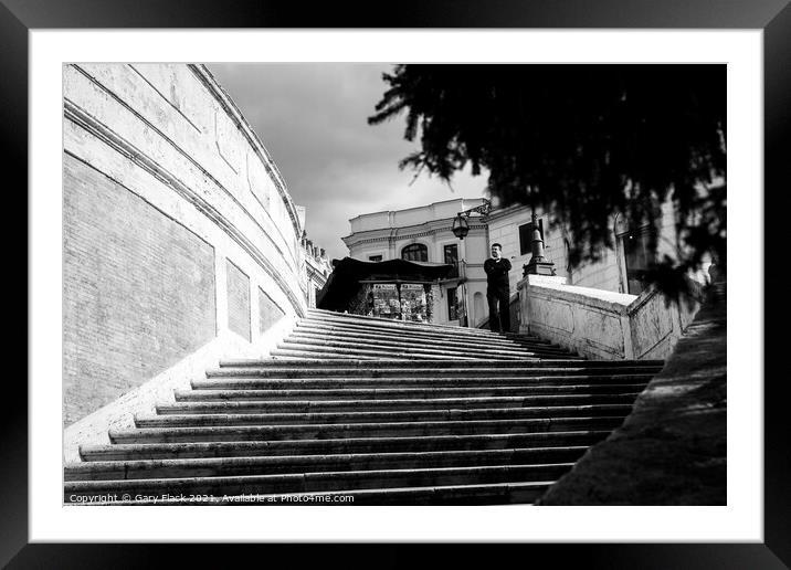 Spanish Steps in Rome with a lone shopkeeper Framed Mounted Print by That Foto