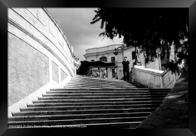 Spanish Steps in Rome with a lone shopkeeper Framed Print by That Foto