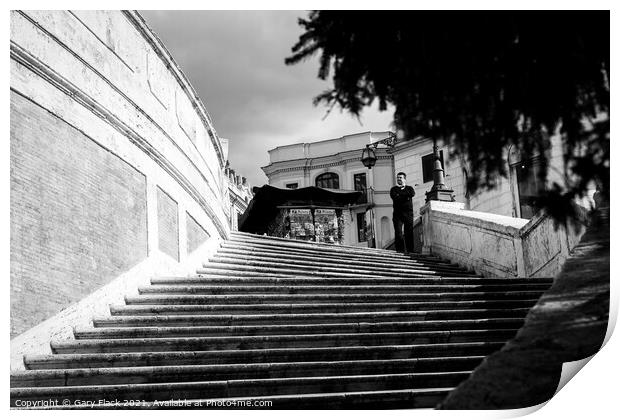 Spanish Steps in Rome with a lone shopkeeper Print by That Foto