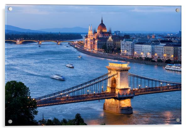 Budapest Cityscape at Dusk Acrylic by Artur Bogacki