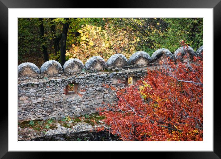Medieval Castle Wall In Autumn Framed Mounted Print by Artur Bogacki