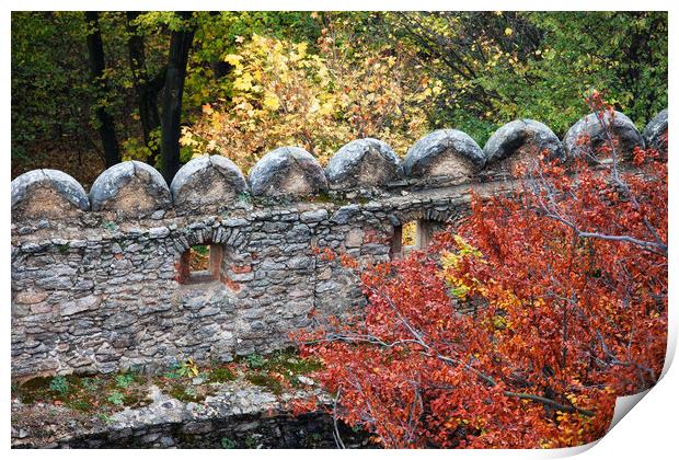 Medieval Castle Wall In Autumn Print by Artur Bogacki