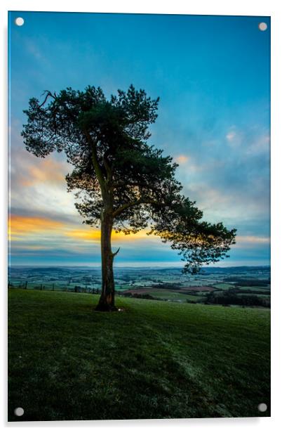 Raddon Hill Sunrise Acrylic by Images of Devon