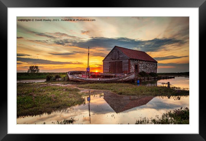 Sunset at Thornham Harbour Norfolk Framed Mounted Print by David Powley