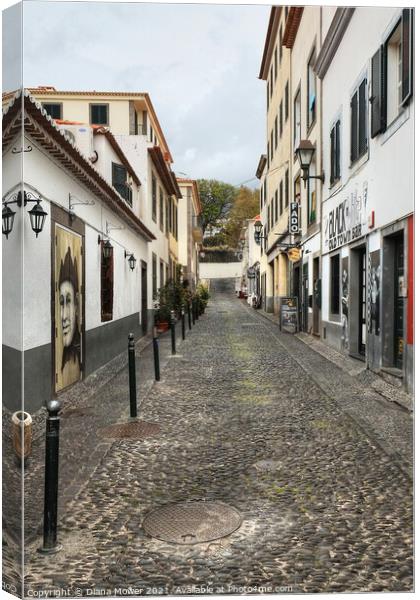 Old Town Funchal Back Street Madeira Canvas Print by Diana Mower