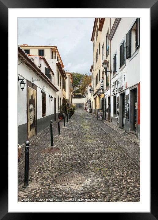Old Town Funchal Back Street Madeira Framed Mounted Print by Diana Mower