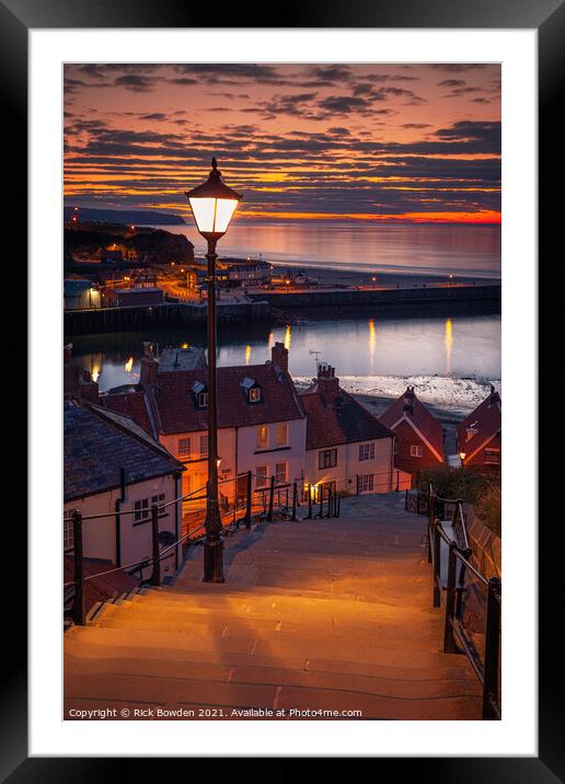 Golden Sunset on Whitby Steps Framed Mounted Print by Rick Bowden