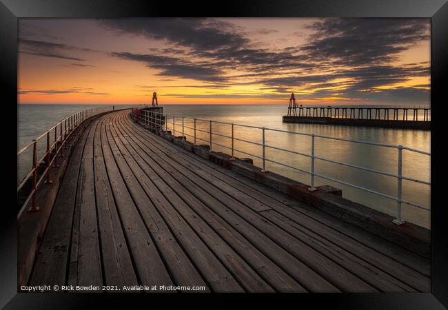 Whitby Pier North Yorkshire Framed Print by Rick Bowden