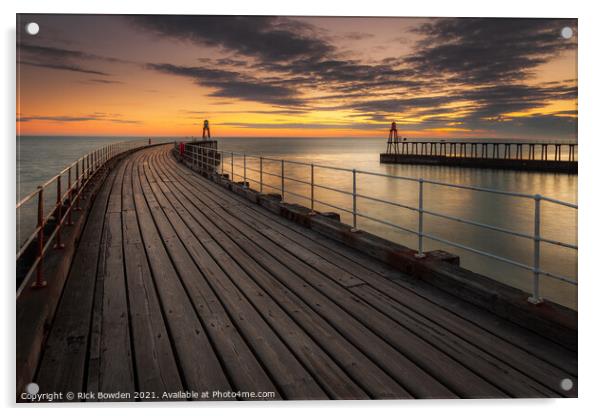 Whitby Pier North Yorkshire Acrylic by Rick Bowden