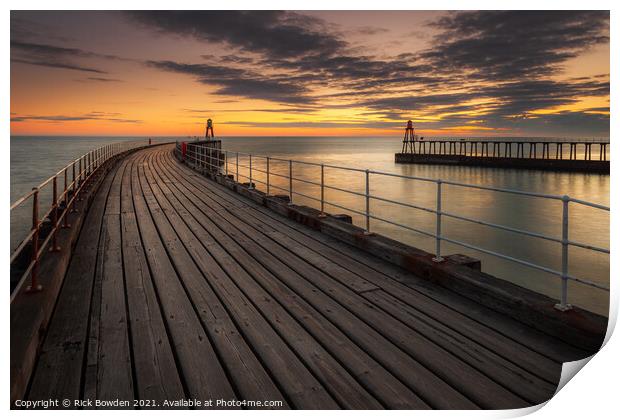 Whitby Pier North Yorkshire Print by Rick Bowden