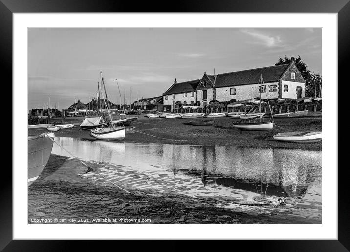 Burnham Overy Staithe Black and White Framed Mounted Print by Jim Key