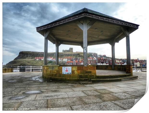 Whitby bandstand Print by Sue Walker