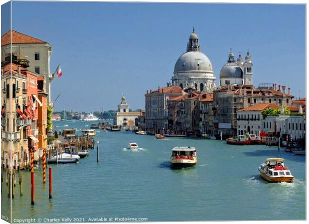 The Grand Canal in Venice looking towards the Santa Maria della Salute Canvas Print by Charles Kelly