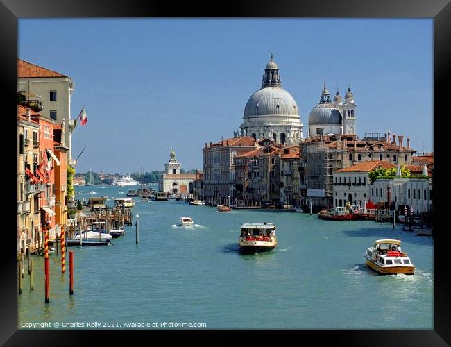The Grand Canal in Venice looking towards the Santa Maria della Salute Framed Print by Charles Kelly