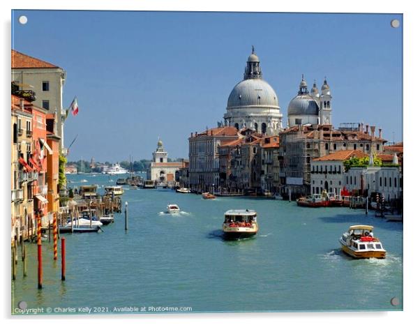 The Grand Canal in Venice looking towards the Santa Maria della Salute Acrylic by Charles Kelly