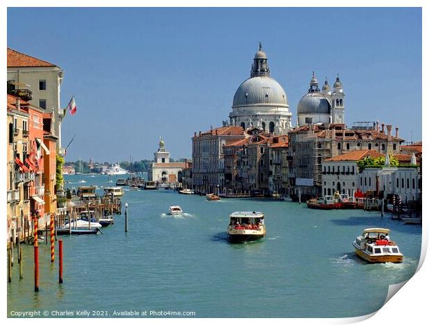 The Grand Canal in Venice looking towards the Santa Maria della Salute Print by Charles Kelly
