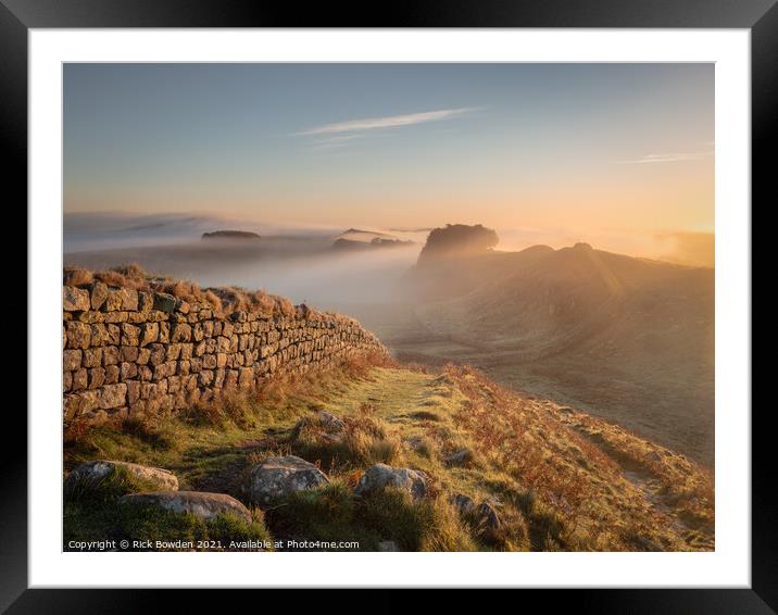 Mystical Sunrise at Hadrians Wall Framed Mounted Print by Rick Bowden