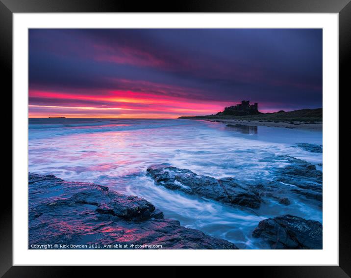 Majestic Sunrise over Bamburgh Castle Framed Mounted Print by Rick Bowden