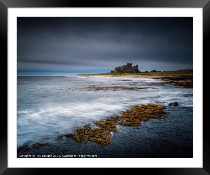 Majestic sunrise over historic Bamburgh Castle Framed Mounted Print by Rick Bowden