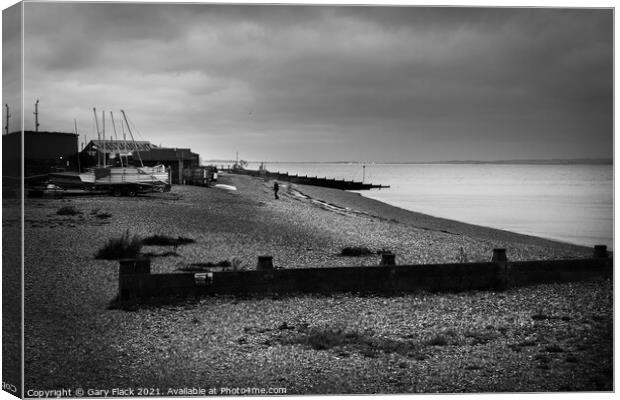 Tankerton Beach Early morning in black and white Canvas Print by That Foto