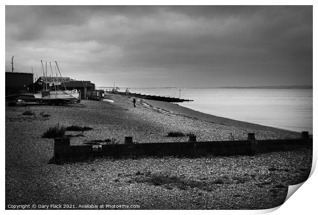 Tankerton Beach Early morning in black and white Print by That Foto