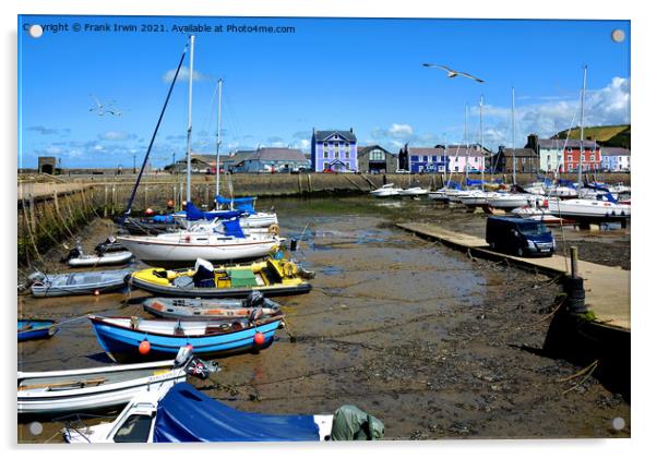 The beautiful Harbour of Aberaeron Acrylic by Frank Irwin