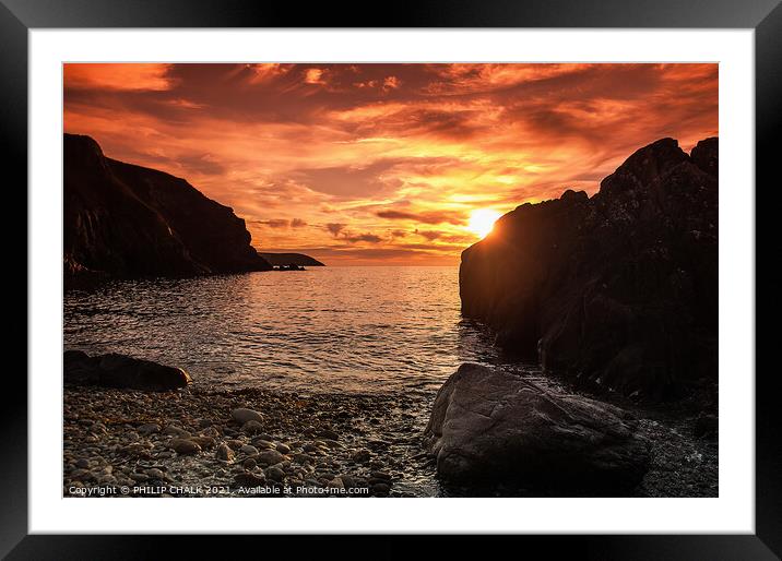 Pembrokeshire coast sunset near Trefin South Wales Framed Mounted Print by PHILIP CHALK