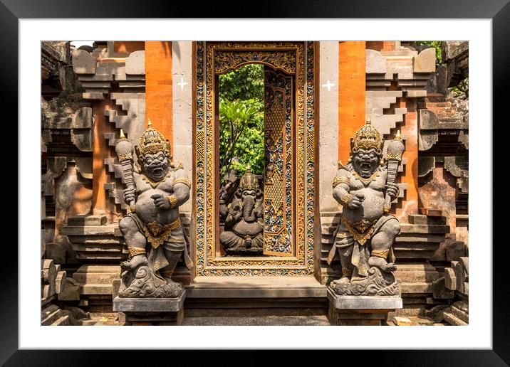  Demon Statues, Ubud, Bali Framed Mounted Print by peter schickert