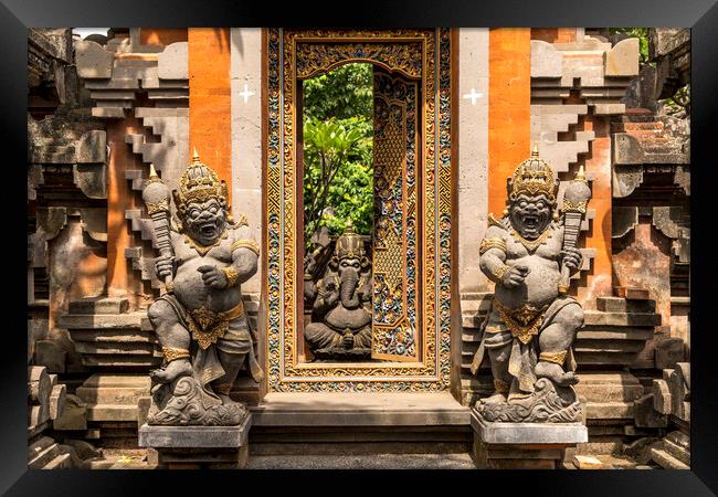  Demon Statues, Ubud, Bali Framed Print by peter schickert