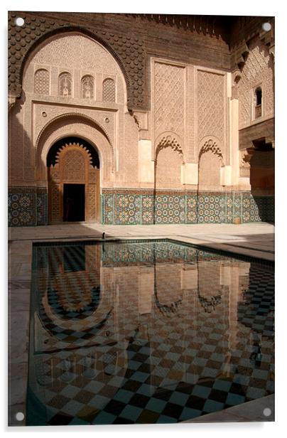 Reflections of Beauty, Ben Youssef Medersa, Marrak Acrylic by Serena Bowles