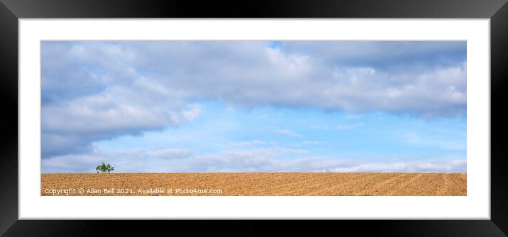Tree on Horizon of Ploughed Field Framed Mounted Print by Allan Bell
