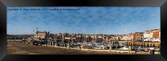 Scarborough Harbour Panorama. Framed Print by Steve Whitham