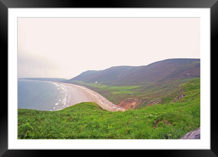 Rhossili bay beach!  Framed Mounted Print by Nadeesha Jayamanne