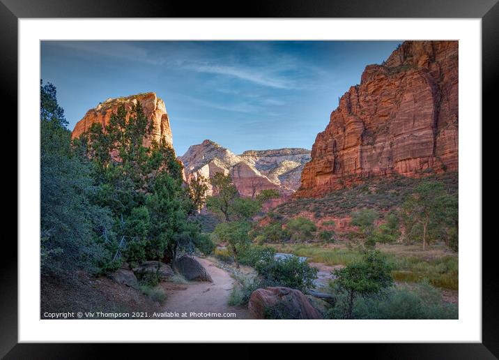 Hiking in Zion  Framed Mounted Print by Viv Thompson