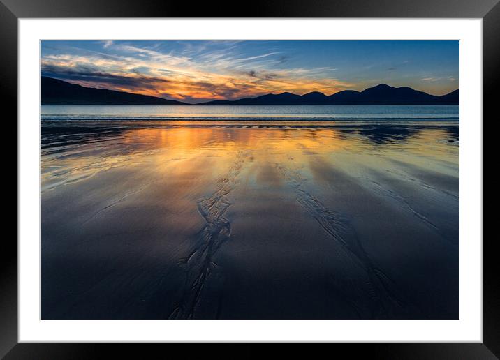 Gergeous sunset on Luskentyre beach, Isle of Harri Framed Mounted Print by Andrea Obzerova