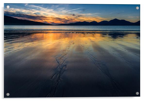 Gergeous sunset on Luskentyre beach, Isle of Harri Acrylic by Andrea Obzerova
