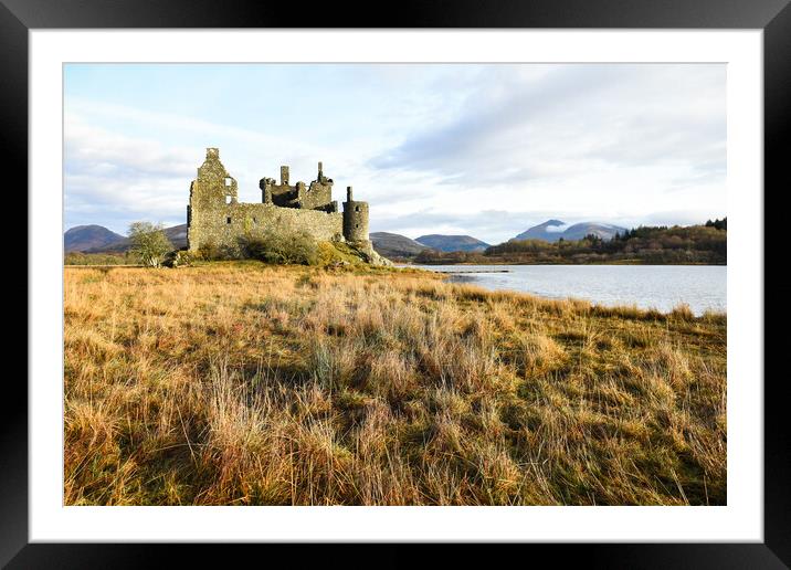 Kilchurn Castle, Highland mountains and Loch Awe,  Framed Mounted Print by Andrea Obzerova