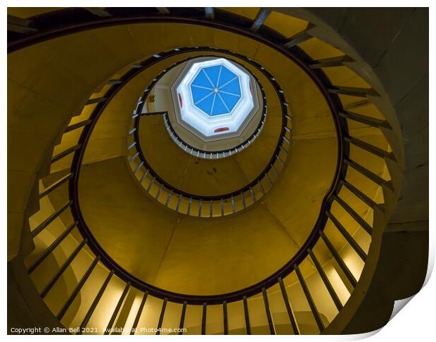 Circular Stairway and Octagonal Roof light Print by Allan Bell