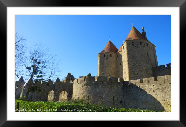 Medieval Town in Carcassonne Framed Mounted Print by Ann Biddlecombe
