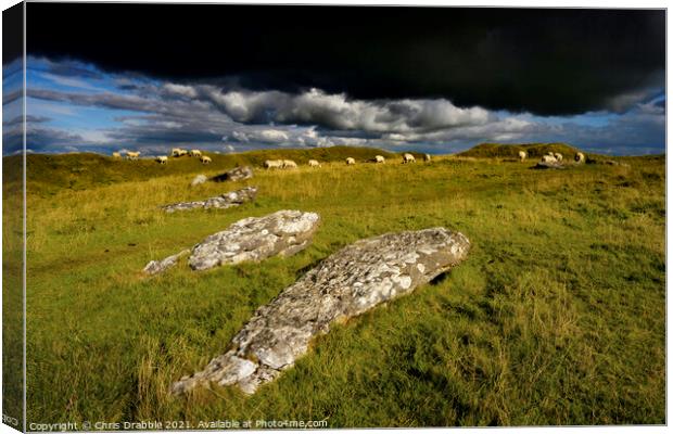 Arbor Low with rain clouds moving throught Canvas Print by Chris Drabble